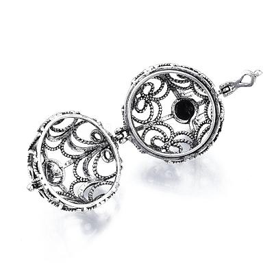 Rack Plating Brass Cage Pendants KK-Q402-01AS-1