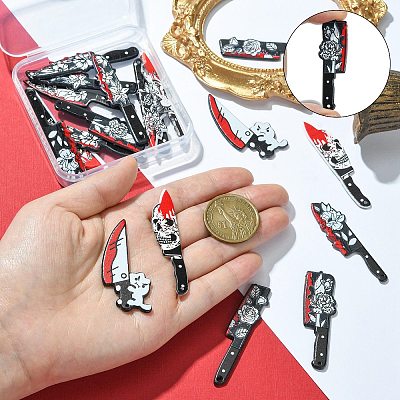20Pcs 10 Styles Printed Opaque Acrylic Pendants MACR-CJ0001-87-1