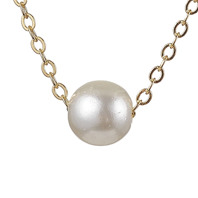 Round Acrylic Imitated Pearl Pendant Necklaces NJEW-JN04777-1