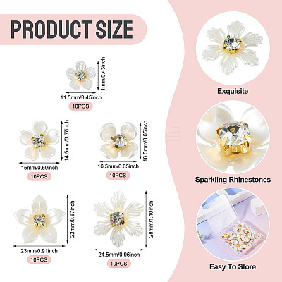 50Pcs 5 Styles Acrylic Cabochons MACR-TA0002-90-1
