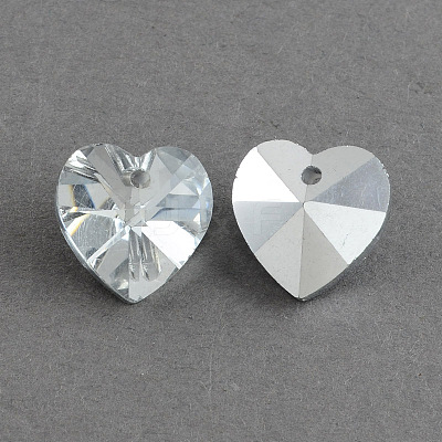 Heart Electroplated Glass Pendants EGLA-R082-01-1