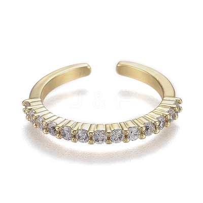 Adjustable Brass Micro Pave Clear Cubic Zirconia Cuff Rings ZIRC-Z002-11G-1
