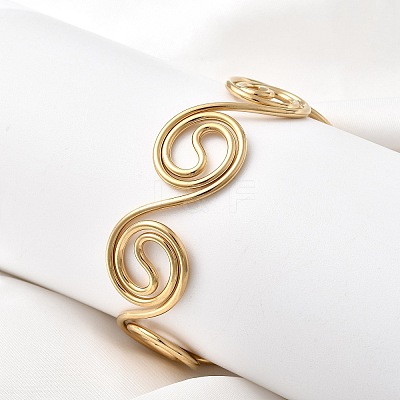 304 Stainless Steel Cuff Bangles for Women BJEW-Z150-01G-01-1
