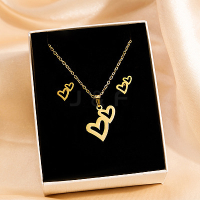 304 Stainless Steel Pendant Necklaces & Stud Earrings Sets WG82A44-09-1