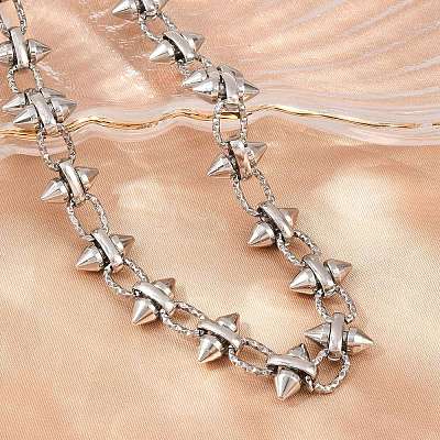 304 Stainless Steel Spiked Cone Link Chain Necklaces for Women SA-H001-22P-1