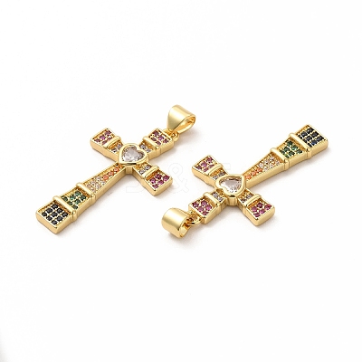 Rack Plating Brass Micro Pave Cubic Zirconia Pendants KK-K165-22-1