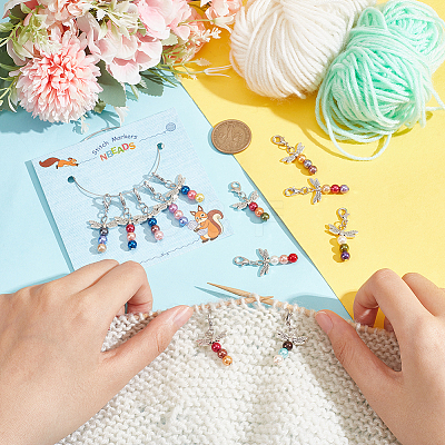 Dragonfly Pendant Stitch Markers HJEW-AB00297-1