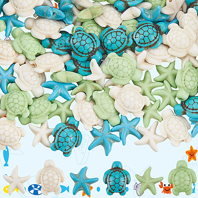 120Pcs 6 Styles Dyed Synthetic Turquoise Beads G-SC0003-50-1