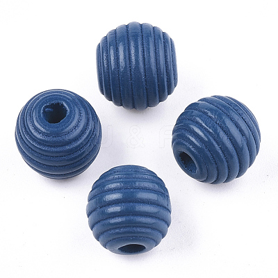 Painted Natural Wood Beehive Beads WOOD-S049-04A-02-1