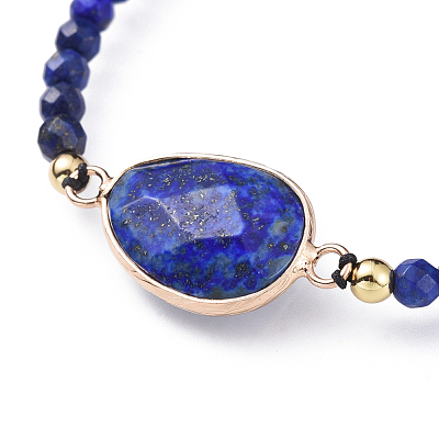 Adjustable Natural Lapis Lazuli(Dyed) Braided Bead Bracelets BJEW-JB04559-02-1