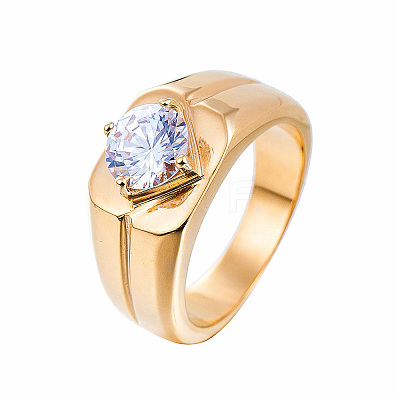 304 Stainless Steel Pave Clear Cubic Zirconia Finger Rings for Men FS-WG96A01-07-1