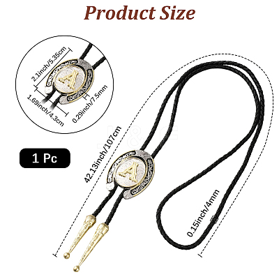Cowboy Western Alloy Horseshoes & Letter Pendant Bolo Tie Necklaces NJEW-WH20014-02A-1