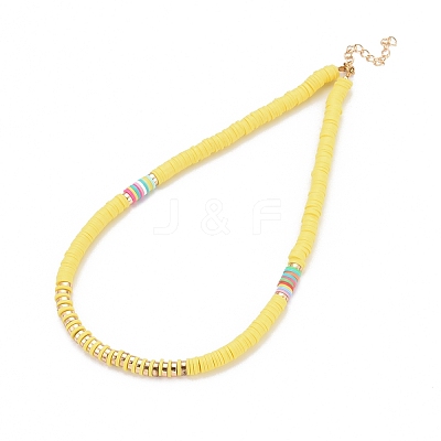 Handmade Polymer Clay Heishi Beads Beaded Necklaces NJEW-JN02901-02-1