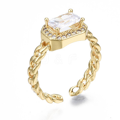 Brass Micro Pave Cubic Zirconia Cuff Rings RJEW-Q161-003D-NF-1