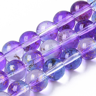 Transparent Spray Painted Glass Bead Strands X-GLAA-N035-03C-B03-1