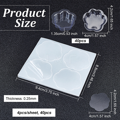 40Pcs Cat Paw Transparent Blister Packaging Inner Tray CON-OC0001-51-1