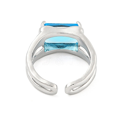 304 Stainless Steel Cubic Zirconia Open Cuff Ring RJEW-S406-05P-05-1