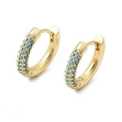 Brass Micro Pave Cubic Zirconia Hoop Earrings EJEW-K324-06G-1