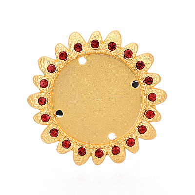 Adjustable Flower Alloy & Iron Rhinestone Bezel Cup Ring Base with Rotatable Tray MAK-T012-09G-1