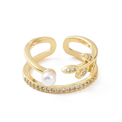 Brass Micro Pave Cubic Zirconia Open Rings RJEW-J017-VC203-1