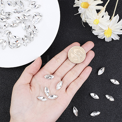 Pointed Back Glass Rhinestone Cabochons RGLA-OC0001-08A-1