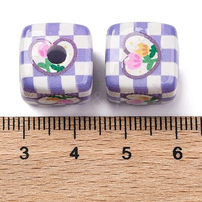 Printed Opaque Acrylic Beads SACR-A009-01B-1