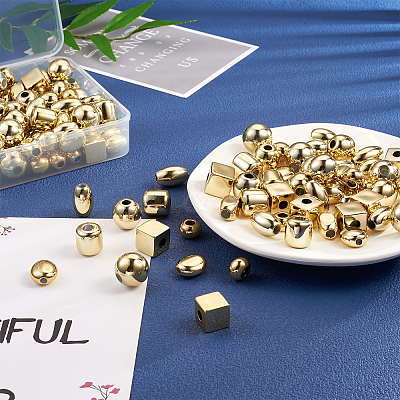 100Pcs 10 Style UV Plating Acrylic European Beads PACR-FW0001-01-1