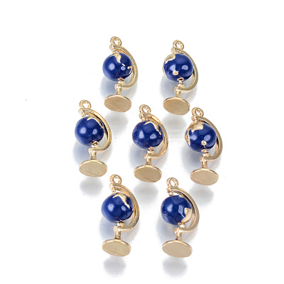 Light Gold Plated Alloy Enamel Pendants X-ENAM-T011-47KC-RS-1
