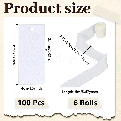 50Pcs Rectangle Blank White Paper Gift Tags CDIS-WH0021-059B-1