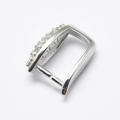 Anti-Tarnish Rhodium Plated 925 Sterling Silver Micro Pave Cubic Zirconia Pendant Bails STER-P034-21P-1