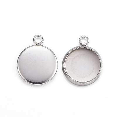 Tarnish Resistant 304 Stainless Steel Pendant Cabochon Settings STAS-G127-13-10mm-P-1