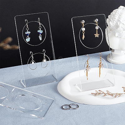 Transparent Acrylic Earring Display Stands EDIS-WH0012-18-1