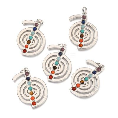 Platinum Plated Brass Gemstone Musical Note Pendants G-J264-03-1