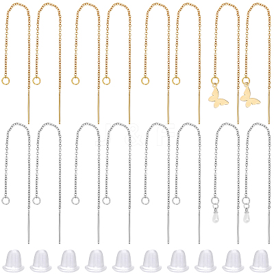 8 Pairs 2 Colors 304 Stainless Steel Earring Findings STAS-BBC0009-72-1