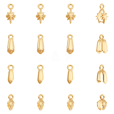 16Pcs 4 Styles 304 Stainless Steel SIce Pick Pinch Bails STAS-UN0059-73G-1