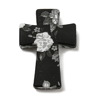 Cross with Flower Silicone Focal Beads SIL-G006-02G-1