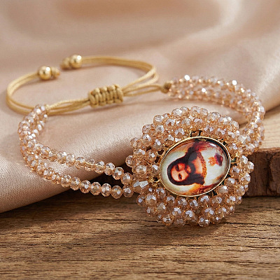 Adjustable Glass Beads Double Layers Braided Bead Bracelets DY5485-1