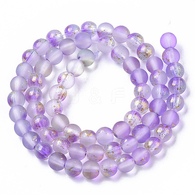 Frosted Spray Painted Glass Beads Strands X-GLAA-N035-03B-C11-1