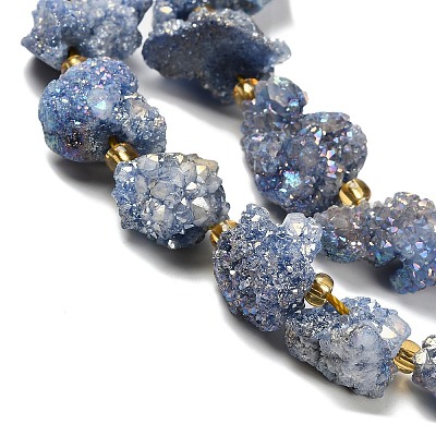 Electroplated Natural Druzy Agate Beads Strands G-G289-02C-1