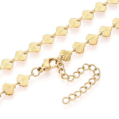 6MM 304 Stainless Steel Shell Shape Link Chain Necklaces NJEW-T016-06G-1