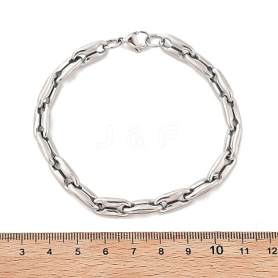 304 Stainless Steel Coffee Bean Chain Bracelets for Women Men BJEW-F488-27P-1