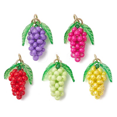 Glass Seed Beaded Grape Pendants PALLOY-MZ00467-1