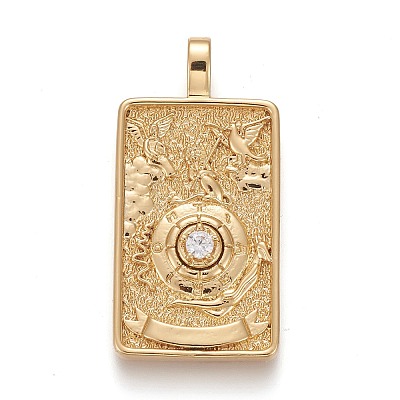 Brass Micro Pave Clear Cubic Zirconia Pendants X-ZIRC-Z004-01H-1