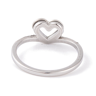 304 Stainless Steel Heart Finger Ring for Women RJEW-C086-06-P-1