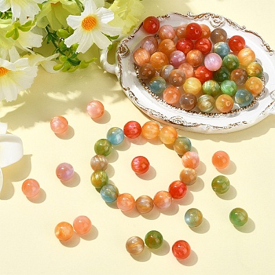 70Pcs 7 Colors Transparent Resin Beads RESI-YW0006-37-1