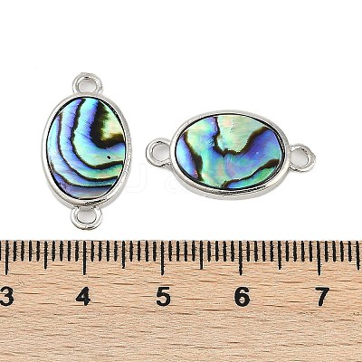 Brass Pave Natural Paua Shell Connector Charms KK-M299-01E-P-1