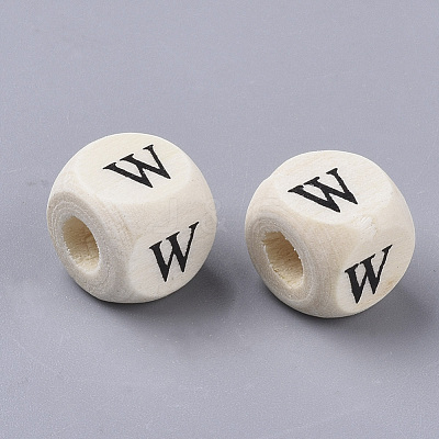 Printed Natural Wood Beads WOOD-T026-001W-1