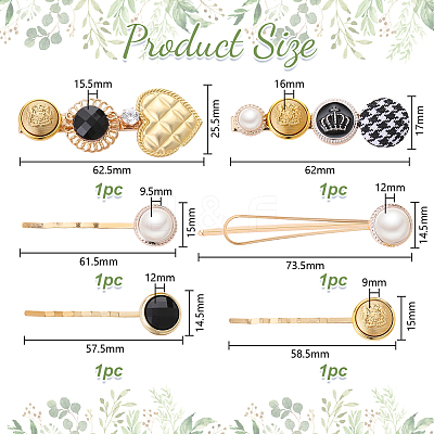 6Pcs 6 Styles Alloy Hair Bobbin Pins PHAR-HY0001-11-1