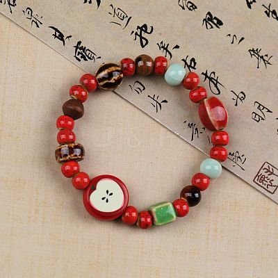 Handmade Porcelain Beaded Stretch Bracelets FS-WG33B94-02-1