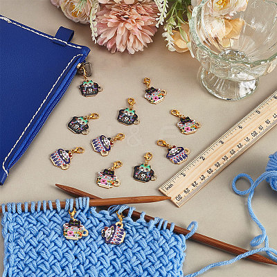 12Pcs 3 Styles Alloy Enamel Zipper Pull Pendant Decorations HJEW-FG00017-1